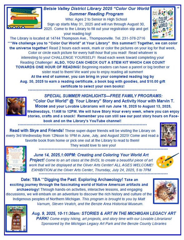 Color Our World 2025 Children's and Teens Summer Reading Program flyer 