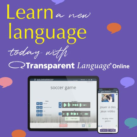 Transparent Language Online Logo with a picture it's online access portal