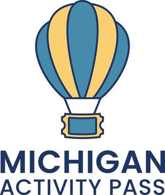 Michigan Activity Pass (MAP) logo picturing a blue and yellow hot air balloon illustration